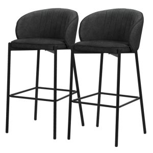 2x taburetes de bar antracita 76cm tapizado tela y estructura metálica