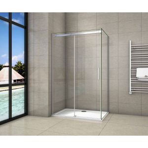 Mampara corredera frontal y panel lateral,(1025-1045)x(683-703)x1950mm