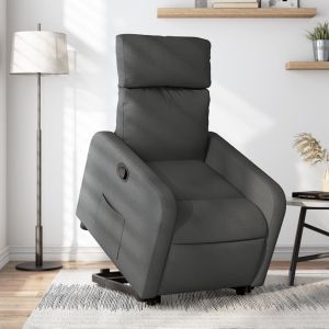 Sillón reclinable elevable de tela gris oscuro qweo8287