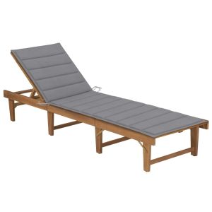vidaXL tumbona plegable con cojín madera maciza de acacia