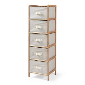 Cajonera maldon con 5 cajones vellón 122x37x35cm - bambú/beige [en.casa]