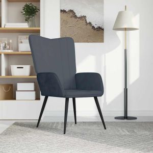 Sillón de relax de terciopelo gris oscuro qweo4866