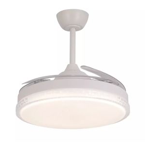 Ventilador de techo con luz radiant blanco, 4 aspas retráctiles