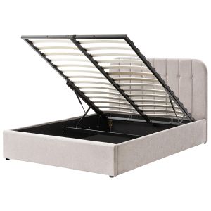 Cama con almacenaje challans chenilla gris pardo 140 x 200 cm