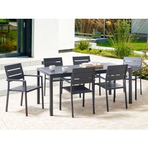 Conjunto de comedor exterior 6 plazas vernio negro