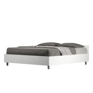 Cama doble 160x200 cm - base con lamas - blanco