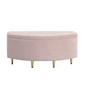 Banqueta tapizada rosa con almacenaje 90 x 40 x 42 cm