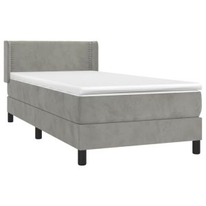 vidaXL cama box spring con colchón terciopelo gris claro 90x190 cm