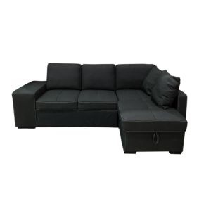 Sofa cama chaise longue stacy 250cm negro, chaise derecho