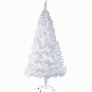 Árbol de navidad artificial con soporte metálico, PVC, 180 cm, blanco