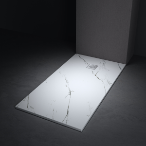 Plato ducha resina extraplano efecto marmol 80 x 95cm blanco