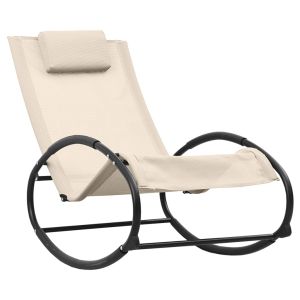 vidaXL tumbona con almohada acero y textilene crema