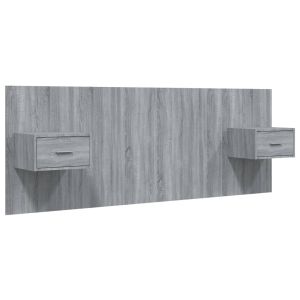 vidaXL cabecero de cama con mesitas madera contrachapada gris sonoma
