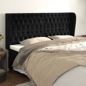 Cabecero con orejas de terciopelo gris claro 183x23x118/128 cm eso9318