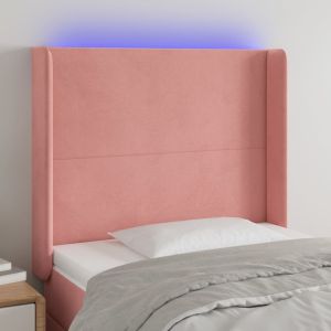 Cabecero con LED de terciopelo rosa 93x16x118/128 cm eso2343