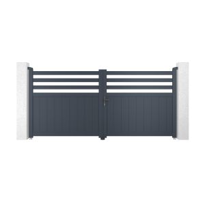 Puerta automática abatible 3m nevis a.140cm gris + motor con brazo b500