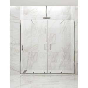 Mampara de ducha frontal allstone hidra 2+2, sin perfil 152-162 cm