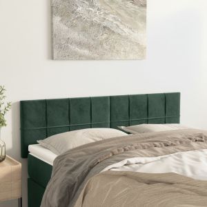 Cabeceros 2 unidades terciopelo verde oscuro 72x5x78/88 cm eso6043