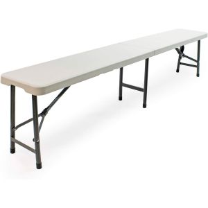 Banco plegable resina 180x29x43 cm estructura acero y bases de resina