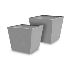 Keter set 2x macetero polyal betón cuadrado 48 cm y 73,5l - gris