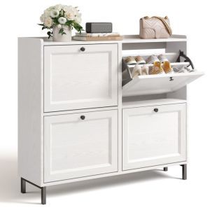 Mueble zapatero compacto - blanco - 99 x 24 x 91 cm