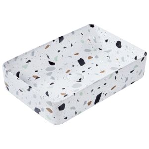 Lavabo sobre encimera nules 61 x 35 cm cerámica efecto terrazo blanco