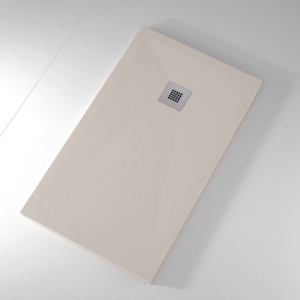 Plato de ducha pizarra onda crema  100x170 cm rejilla acero inox.