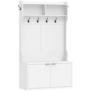 Perchero zapatero 100x38x172 cm mdf color blanco Homcom