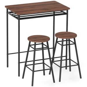Muebles de bar 80x50x90.6 cm metal, mdf color marrón Homcom, hogar - cocina