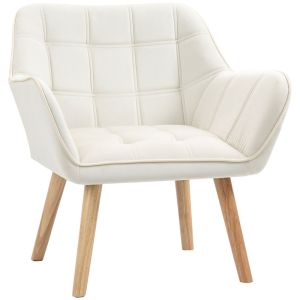 Butaca de salón 67x61.5x71 cm terciopelo, madera de caucho color beige