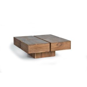 Mesa de centro contemporary de madera de acacia en color natural 80 cm
