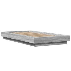 vidaXL estructura cama con luces LED madera gris sonoma 90x190 cm