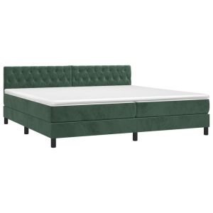 vidaXL cama box spring con colchón terciopelo verde oscuro 200x200 cm