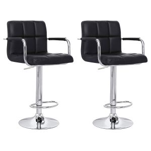 Pack de 2 taburetes de bar negros con reposabrazos mike
