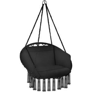 Silla colgante para jardín, malla de algodón, 80 x 72 x 125 cm, negro