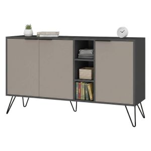 Aparador alin, 3 puertas, madera beige 142x36x83h cm