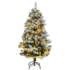 vidaXL árbol navidad artificial con bisagras 150 LED y bolas 120 cm