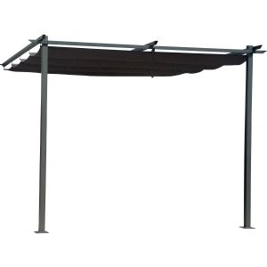 Pérgola adosada con techo retráctil - 3 x 3 m - gris antracita
