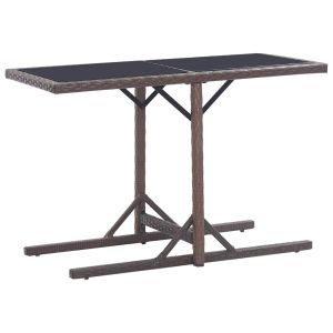 vidaXL mesa de jardín de vidrio y ratán sintético blanco 110x53x72 cm