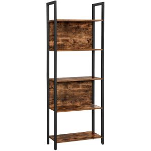 Librería valora de acero rústico marrón de 5 niveles