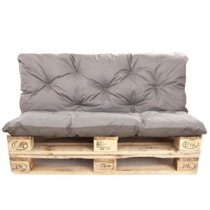Cojines para palets de 120x50x40cm, cojines para sofá de jardín gris