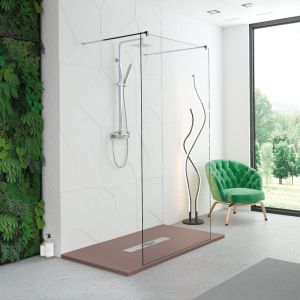 Mampara fija ducha 100  cm 1 hoja doble brazo manacor cromado 100  cm