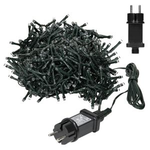Cortina de luces LED PVC negro con 360 LEDs de 12 m blanco ecd germany