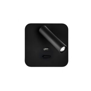 Fab 171561c09 | aplique 3w 4000k giotto cuadrado negro con usb 150lm con in