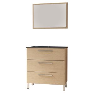 Mueble de baño pallas - 80cm - roble claro - neceser negro