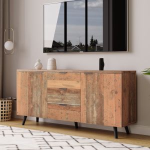 Aparador salón/comedor 3 cajones estantes ajustables marrón 70x140x35cm