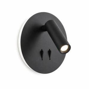 Aplique de pared aluminio negro con foco lectura 3w y luz ambiental