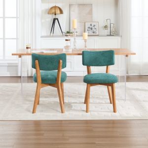 Conjunto de 2 sillas de comedor tapizadas verde para oficina