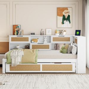 Sofá cama 90x200cm con litera y almacenaje blanco
