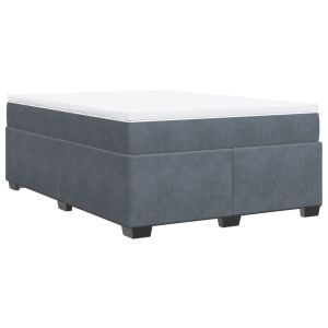 vidaXL cama box spring con colchón terciopelo gris oscuro 140x190 cm